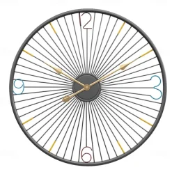Wall Clock Art Clock Nordic Wall Clock Living Room Silent Clock Round Iron Clock Used for Home Wall Decor Battery Powered Black Gold Black Silent Office Wall Clock 50cm