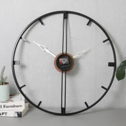 Wall Clock Art Large Modern Wall Clock Large Decor Art Wall Clocks Office Decor Minimalist Black Metal for Kitchen Bedroom Black 60cm