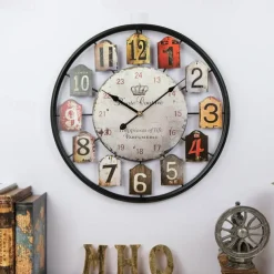 Wall Clock 50cm Old Fashion Elegance Vintage Wall Clock MDF Wooden Art Decor for Home Living Room Bedroom Office Decoration
