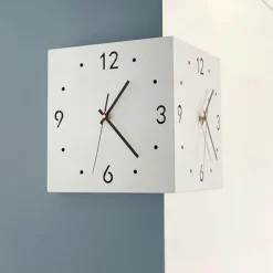 Wall Clock Double Sided Corner Wall Clock Battery Operated Wall Clocks 3D Silent Clock Wall Decor Sticker Non Ticking With Light