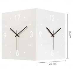 Wall Clock Double Sided Corner Wall Clock Battery Operated Wall Clocks 3D Silent Clock Wall Decor Sticker Non Ticking With Light