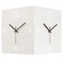 Wall Clock Double Sided Corner Wall Clock Battery Operated Wall Clocks 3D Silent Clock Wall Decor Sticker Non Ticking With Light