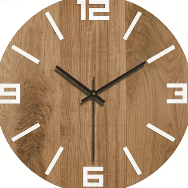 Wall Clock Simple Modern Design Wooden Clocks for Bedroom Wood Wall Watch Home Decor Silent Digital Large Wall Clock Kitchen Solid Wood Wall Clock Mute Clock Living Room Home Office Quartz 30 cm