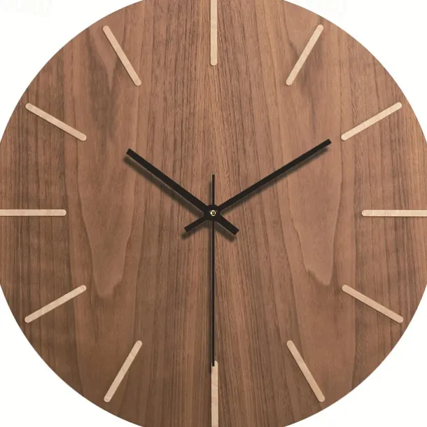 Wall Clock Simple Modern Design Wooden Clocks for Bedroom Wood Wall Watch Home Decor Silent Digital Large Wall Clock Kitchen Solid Wood Wall Clock Mute Clock Living Room Home Office Quartz 30 cm