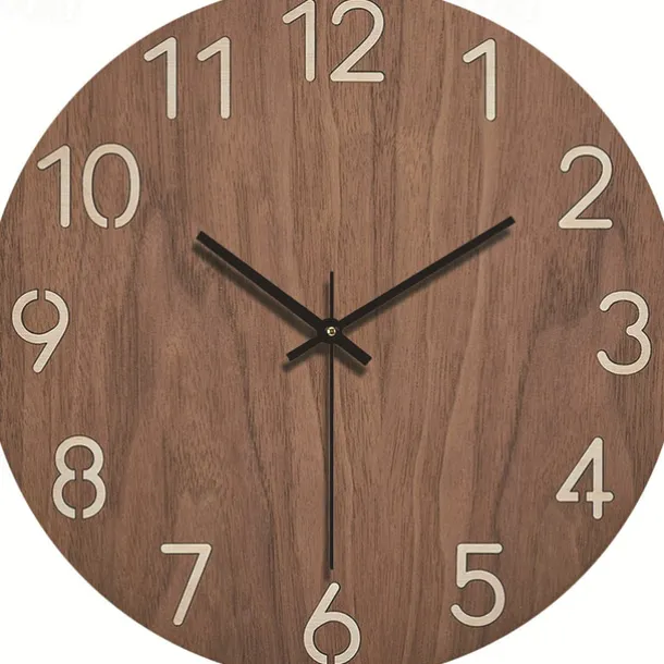 Wall Clock Simple Modern Design Wooden Clocks for Bedroom Wood Wall Watch Home Decor Silent Digital Large Wall Clock Kitchen Solid Wood Wall Clock Mute Clock Living Room Home Office Quartz 30 cm