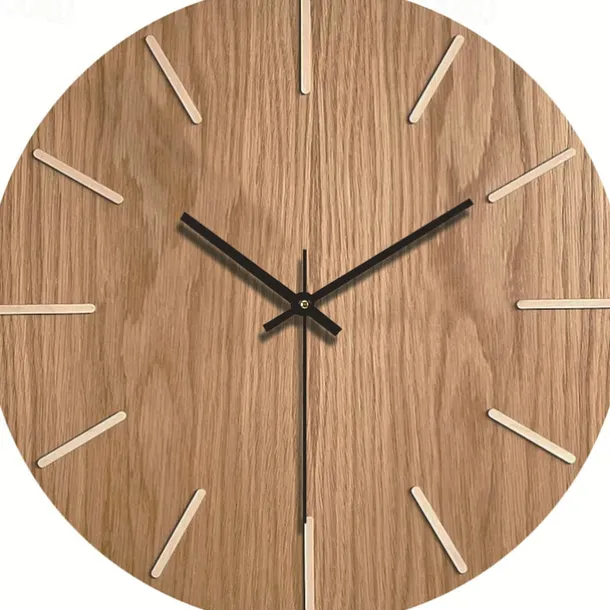 Wall Clock Simple Modern Design Wooden Clocks for Bedroom Wood Wall Watch Home Decor Silent Digital Large Wall Clock Kitchen Solid Wood Wall Clock Mute Clock Living Room Home Office Quartz 30 cm