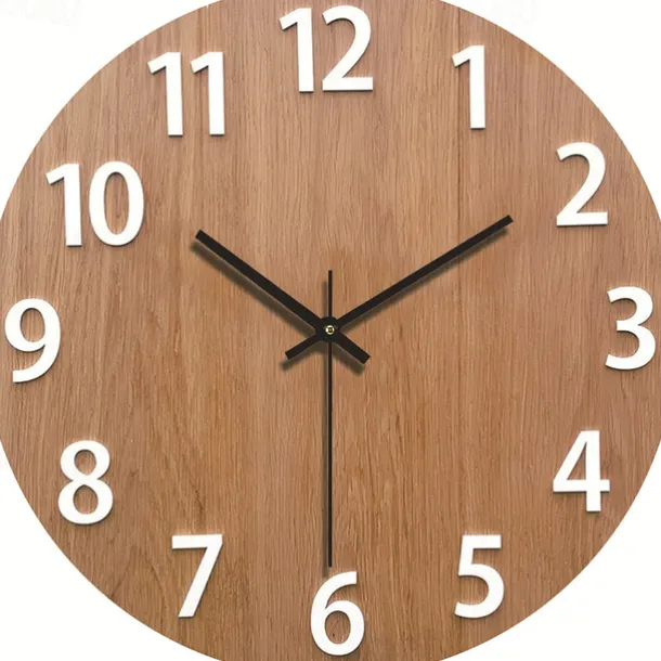 Wall Clock Simple Modern Design Wooden Clocks for Bedroom Wood Wall Watch Home Decor Silent Digital Large Wall Clock Kitchen Solid Wood Wall Clock Mute Clock Living Room Home Office Quartz 30 cm