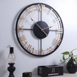 Wall Clocks Creativity Metal Clock Rome Decor Clocks Wrought Iron Round Art Wall Clock Large Wall Clock for Restaurants and Cafes Metal Wall Clock 60cm