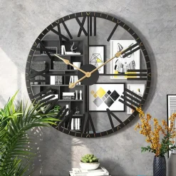 Wall Clocks for Living Room Decorative Wall Clocks for Decor Mirrored Modern Wall Clock with Roman Numerals Frame Large Clocks for Wall Home Decoration 50 cm
