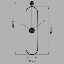 Wall Clocks Living Room Oval Wall Clock Large Metal Walnut Dial Home Decor Silent Non Ticking Lightweight Clocks Bedroom Study Office Decorations 20 * 80 cm