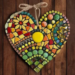 Wall Decor Mosaic Heart Pendants for Doors Hanging Garden Ornament Retro Gift Mosaic Art Home Decoration