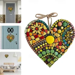 Wall Decor Mosaic Heart Pendants for Doors Hanging Garden Ornament Retro Gift Mosaic Art Home Decoration