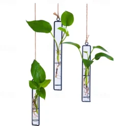 Wall Decoration Creative Iron Glass Vase Hemp Rope Pendant Living Room Hydroponic Pothos Plant Container Hanging