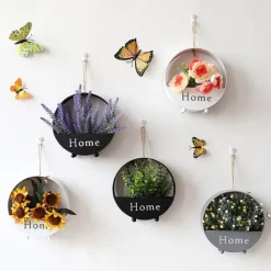 Wall Decoration European Creative Iron Art Round Wall Hanging Simple Hall Decoration Storage Flower Basket