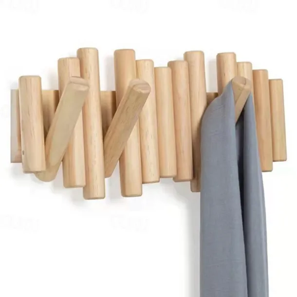 Wall Decoration Hook Nordic Solid Wood Coat Rack Hanging Wall Hanging Coat Rack Entrance Coat Hook Wall Nail-Free Hook