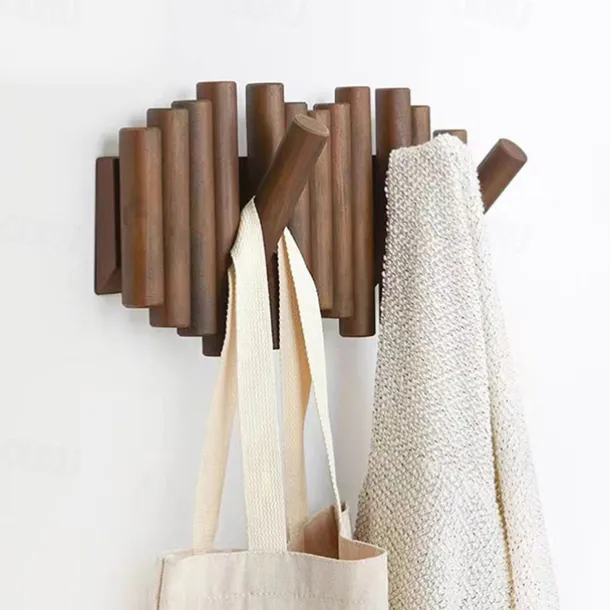 Wall Decoration Hook Nordic Solid Wood Coat Rack Hanging Wall Hanging Coat Rack Entrance Coat Hook Wall Nail-Free Hook