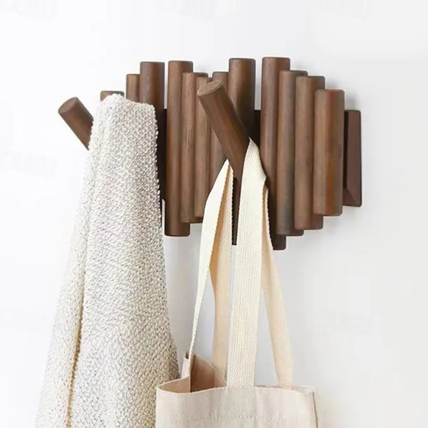 Wall Decoration Hook Nordic Solid Wood Coat Rack Hanging Wall Hanging Coat Rack Entrance Coat Hook Wall Nail-Free Hook