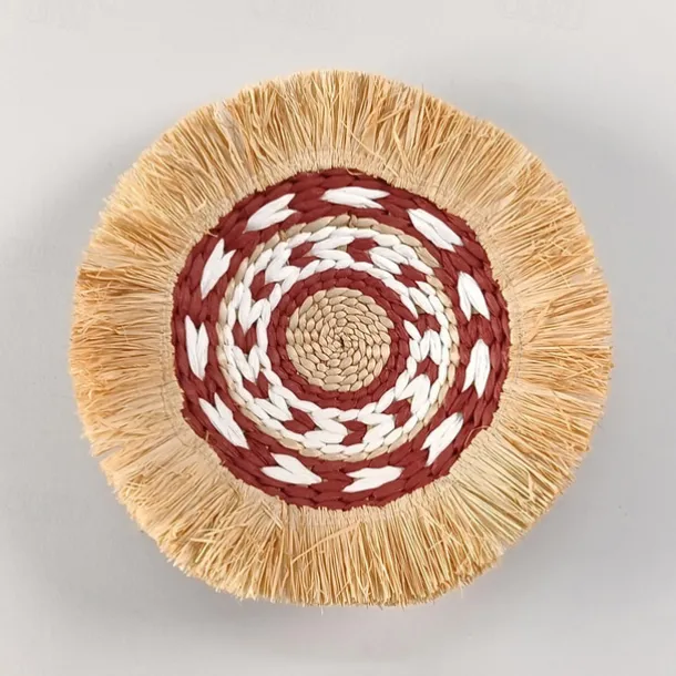 Wall Decoration Wall Hanging Cattail Weaving Ethnic Style Raffia Tassel Edge Bohemian B&B Hotel Restaurant