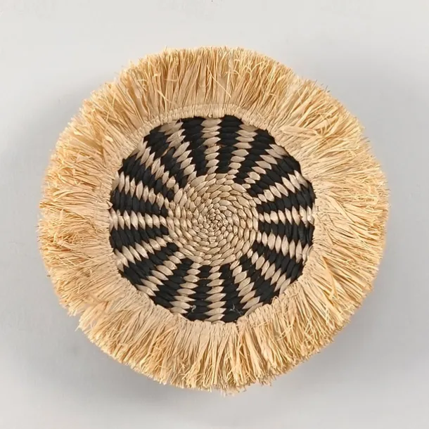 Wall Decoration Wall Hanging Cattail Weaving Ethnic Style Raffia Tassel Edge Bohemian B&B Hotel Restaurant