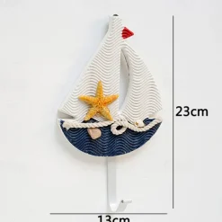 Wall Decoration Wall Hanging Mediterranean Style Home Coat Hook Small Fish Sailing Slipper Style
