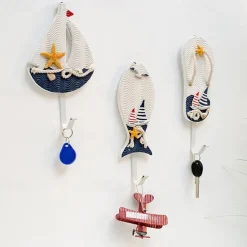 Wall Decoration Wall Hanging Mediterranean Style Home Coat Hook Small Fish Sailing Slipper Style
