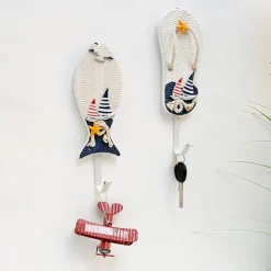 Wall Decoration Wall Hanging Mediterranean Style Home Coat Hook Small Fish Sailing Slipper Style