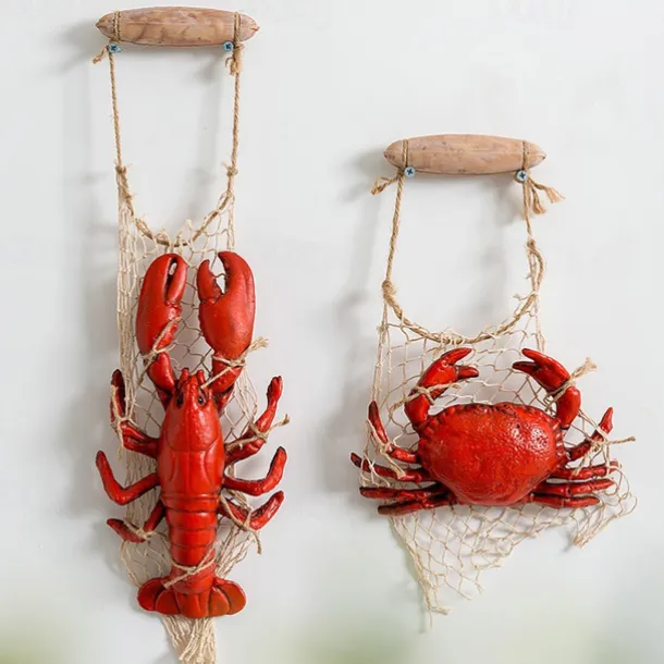 Wall decoration wall hanging Mediterranean style resin seafood model simulation lobster crab store decoration restaurant pendant ornaments
