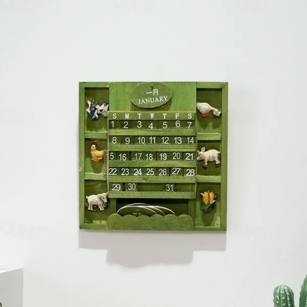Wall Decoration Wall Hanging Groceries Creative Bilingual Perpetual Calendar Can Be Hung Wooden Manual Calendar Crafts