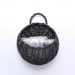 wall hanging flower basket decoration woven basket straw basket wicker flower pot rattan basket plant rattan wall hanging flower basket wholesale