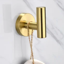 Wall Hook,Golden Robe Hook Stainless Steel Wall Mounted Coats Hook 1pc