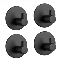 Wall Hooks 4 Pieces Self-adhesive Durable 304 Stainless Steel Wall Hangers Waterproof Rustproof for Kitchen Bathrooms 3M