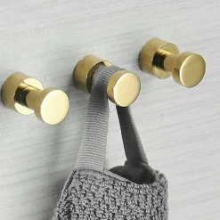 Wall Hooks for Coats,Brass Wall Mounted Bathroom Towel Hooks Robe Hooks 3PCS/5PCS(Golden)