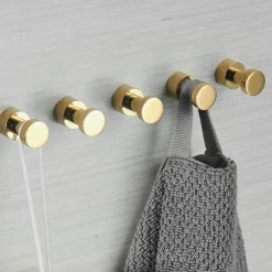Wall Hooks for Coats,Brass Wall Mounted Bathroom Towel Hooks Robe Hooks 3PCS/5PCS(Golden)