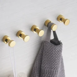 Wall Hooks for Coats,Brass Wall Mounted Bathroom Towel Hooks Robe Hooks 3PCS/5PCS(Golden)