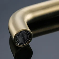 Wall Mount Bathroom Sink Mixer Faucet, Washroom Basin Brushed Gold Faucet Brass Basin Mixer Taps and Rough in Valve Included with Double Handle for Vessel Water Tap