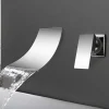 Wall Mount Bathroom Sink Mixer Faucet Chrome, Concealed Washroom Basin Taps Waterfall Spout Single Handle 2 Hole, Rough in Valve Mixer Bathtub Bath Taps