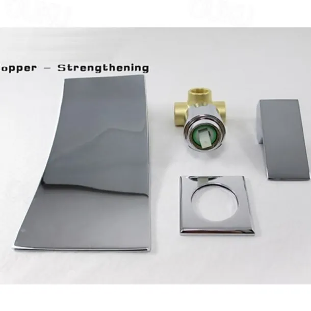 Wall Mount Bathroom Sink Mixer Faucet Chrome, Concealed Washroom Basin Taps Waterfall Spout Single Handle 2 Hole, Rough in Valve Mixer Bathtub Bath Taps