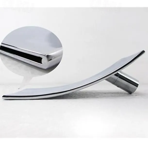 Wall Mount Bathroom Sink Mixer Faucet Chrome, Concealed Washroom Basin Taps Waterfall Spout Single Handle 2 Hole, Rough in Valve Mixer Bathtub Bath Taps