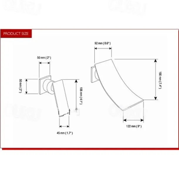 Wall Mount Bathroom Sink Mixer Faucet Chrome, Concealed Washroom Basin Taps Waterfall Spout Single Handle 2 Hole, Rough in Valve Mixer Bathtub Bath Taps