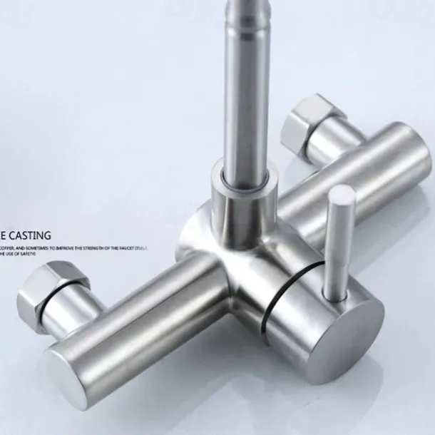 Wall Mount Kitchen Sink Mixer Faucet with Sprayer Kitchen Faucet Stainless Steel Pot Filler Taps, 360 Swivel Polished Black/Chrome Single Handle Mixer Vessel Tap