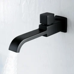 Wall Mounted Bathroom Facuet Cold Water Only, Monobloc Basin Taps Single Hole Brass Washroom Tap