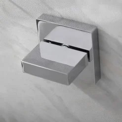 Wall Mounted Bathroom Sink FaucetSilvery Widespread Chrome Two Handles Three Holes Bath Taps with Hot and Cold Water