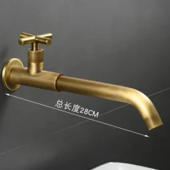 Wall Mounted Bathroom Sink Faucet, Brass Constructed Single Handle One Hole Long Reversible Spout Bath Mixer Taps for Bathroom Sink Tall Vessel, in Black Antique Brass Chrome Silver