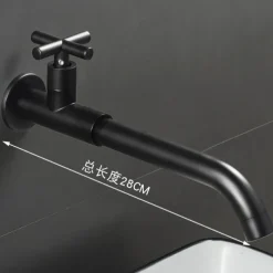 Wall Mounted Bathroom Sink Faucet, Brass Constructed Single Handle One Hole Long Reversible Spout Bath Mixer Taps for Bathroom Sink Tall Vessel, in Black Antique Brass Chrome Silver