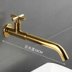 Wall Mounted Bathroom Sink Faucet, Brass Constructed Single Handle One Hole Long Reversible Spout Bath Mixer Taps for Bathroom Sink Tall Vessel, in Black Antique Brass Chrome Silver