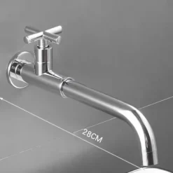 Wall Mounted Bathroom Sink Faucet Cold Water Only, Basin Taps Vintage Brass Single Handles One 3 Hole Washroom Wash Baxin Tap