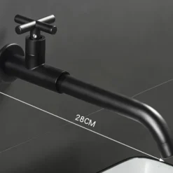 Wall Mounted Bathroom Sink Faucet Cold Water Only, Basin Taps Vintage Brass Single Handles One 3 Hole Washroom Wash Baxin Tap