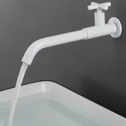 Wall Mounted Bathroom Sink Faucet Cold Only, 360 Swivel Brass Basin Taps, Single Handle One Hole Vessel Tap Washroom