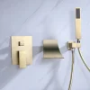Wall Mounted Bathtub Faucet with Hand Shower, Modern Wall Installation with Ceramic Valve, Bathtub Filling Shower Mixer Faucets, Single Handle Cascading Faucet