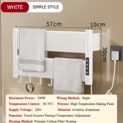 Wall Mounted Electric Towel Warmer with Timer & Temperature Multi-Level Adjustments Hardwired & Plug-in Fast Heating Adorable Contemporary Modern Aluminum 1PC